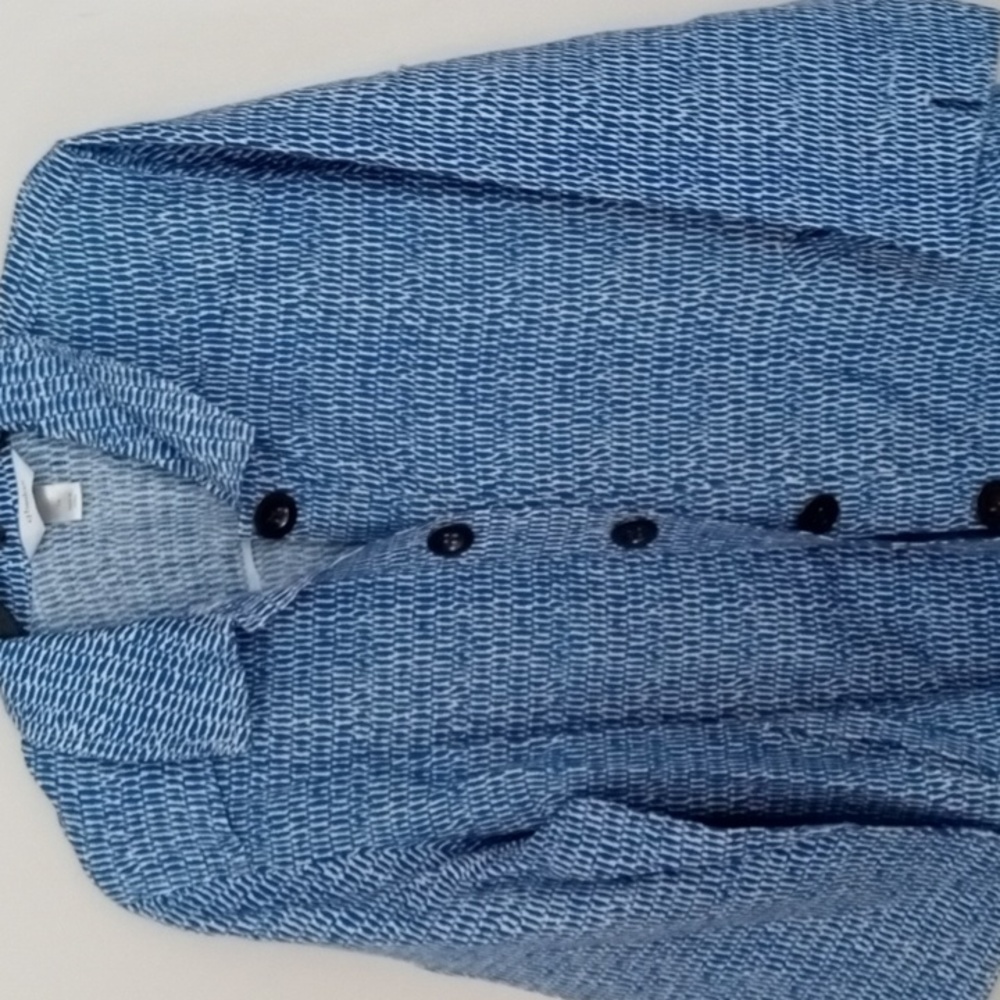 *New Christopher and Banks New Blue Linen Blend 3/4 Sleeve Jacket 1X
